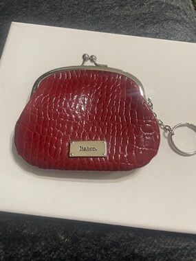 liz & co. Red Croc-Embossed Kiss-Lock Keyring Coin Purse